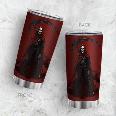 Imagem de Copo de viagem Oasisdream 600ml em aço inoxidável com estampa de cavei