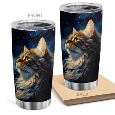 Imagem de Copo Oasisdream de aço inoxidável 600 ml com estampa de bola de gato