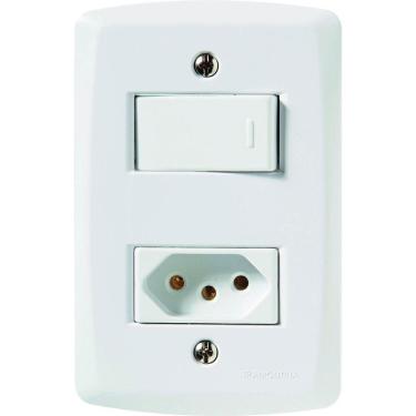 Imagem de Conjunto Lux2 Branco 4x2 com 1 Interruptor Paralelo de 10 Ampères E 250 Volts + 1 Tomada 2p+t de 20