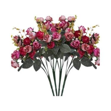 Imagem de Pequenas Flores Artificiais De Seda Rosa 1/2PCS Para Decoração De Casa