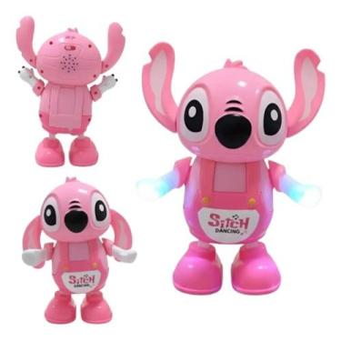 Imagem de Boneco Stitch Rosa Musical Dançarino Robô Brinquedo Luz Som Mexe Infan