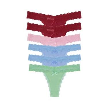 Imagem de Conjunto De 6 Tangas De Renda Floral, Confortáveis E De Cintura Baixa,