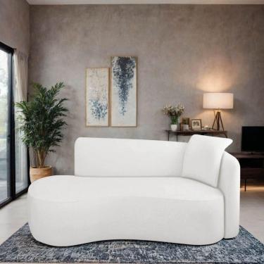 Imagem de Divã Recamier Suíça Curvo Sala Recepção 150cm Le Bouclé Branco