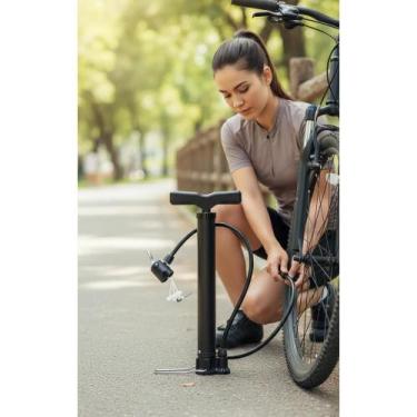 Imagem de Bomba Ar Manual Bike e Bola: Schrader, Presta, 3 Bicos - Pre - Congrat