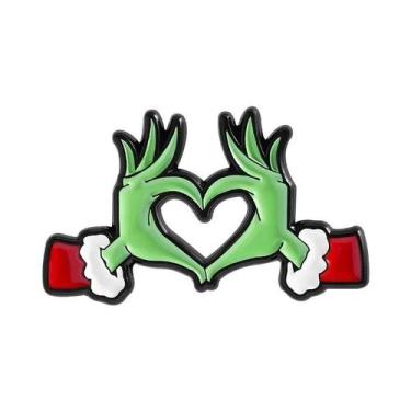 Imagem de Broche De Metal Esmaltado Coração De Elfo Verde De Natal - Acessório D