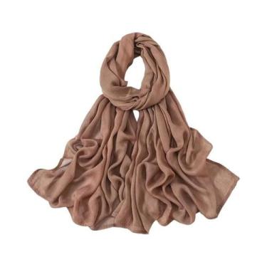 Imagem de Lenço Hijab De Algodão E Rayon Tamanho Grande, Cor Sólida, Para Mulher