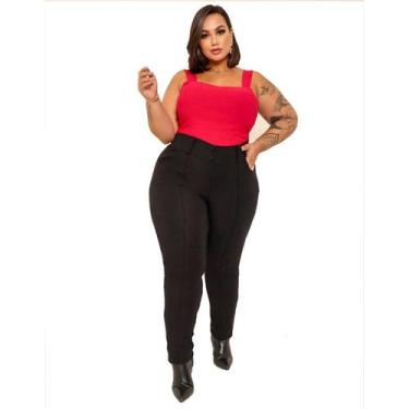 Imagem de Calça Social Trabalho Plus Size Skinny Cós Alto com Bolso Bengaline Fe