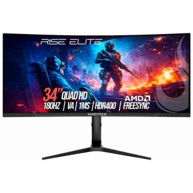 Imagem de Monitor Gamer Curvo Rise Mode Prime 34", QHD, 180Hz, 1ms, IPS, FreeSyn