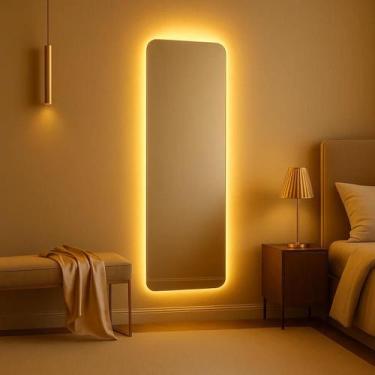 Imagem de Espelho Pinterest LED 3 Cores Touch Retangular Corpo inteiro 150x40cm 
