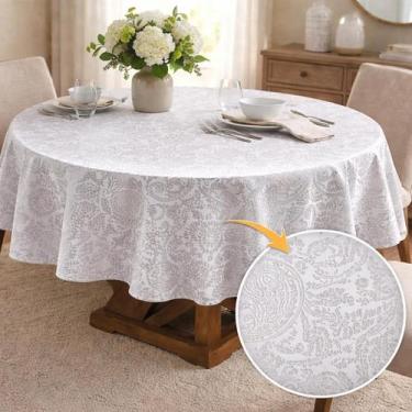 Imagem de Toalha de mesa Jacquard Redonda - FOX ENXOVAIS, Cinza
