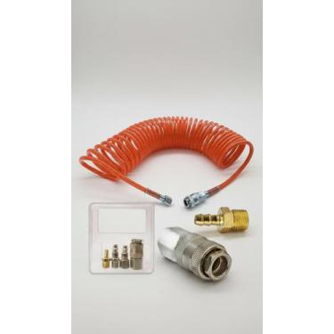 Imagem de Mangueira Espiral Ar Comprimido 10m + Kit 4 Engates - Congratulations 