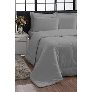 Imagem de Kit Edredom Queen Jogo de Cama 100% Algodão 200 fios (Cinza)
