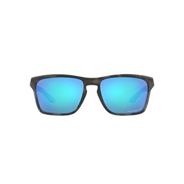 Imagem de Oakley Oo9448 Sylas Óculos de sol retangulares masculinos, Tartaruga preta fosco/safira Prizm polarizada, 57 mm
