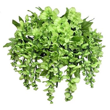 Imagem de Flores de arbusto de pendurar longas de glicínia artificial – 15 hastes para decoração de casa, casamento, restaurante e escritório, Kiwi