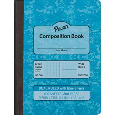 Imagem de Pacon Livro de composição com pauta dupla, azul, grade de 0,63 cm e 1,95 cm de largura, pautado 23,96 cm x 19,17 cm, 100 folhas