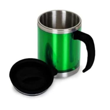 Imagem de Caneca copo Térmico Em Aço Inox 450ml Com Tampa (Verde)