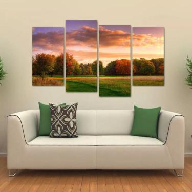 Imagem de Quadro Paisagem Árvores Sala Escritório Em Tecido 4 Peças 1