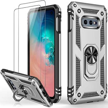 Imagem de Capa IKAZZ Galaxy S10e com protetor de tela, grau militar, à prova de choque, teste de queda de 5 metros, com suporte magnético, suporte para carro, capa protetora para Samsung Galaxy S10e prata