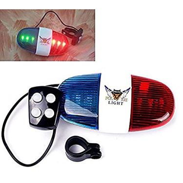 Imagem de Luzes de som de polícia de bicicleta, luz de LED, buzina eletrônica, sirene eletrônica, 6 luzes de LED, 4 sons, trompete, ciclismo, buzina, luz de segurança de aviso de sirene policial, acessórios de
