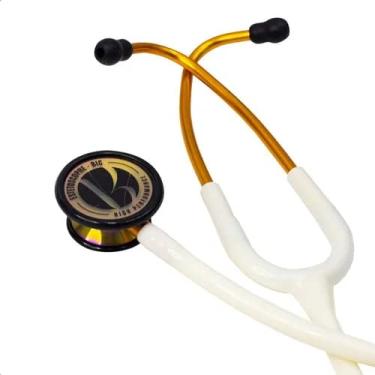 Imagem de Estetoscópio Profissional Duplo Adulto E Infantil Bic Inox High Performance (BRANCO DOURADO RAINBOW)