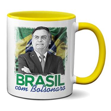 Imagem de Caneca Brasil com Bolsonaro Presidente Presente (Amarela)