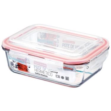 Imagem de Pote Vidro Retangular Hermético Trava Super Vedação 370ml
