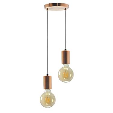 Imagem de Pendente Soquete Copinho E27 Rose Gold Duplo + Led G95