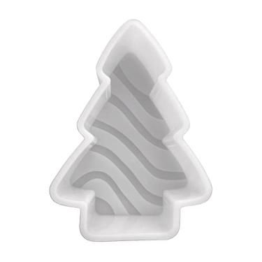 Imagem de Árvore de Natal com moldes de silicone | 7,6 cm de largura x 10,8 cm de comprimento x 2,5 cm de profundidade | Molde de silicone para frescos, molde de silicone para epóxi, molde de silicone para sabão | Árvore de Natal com design de linhas