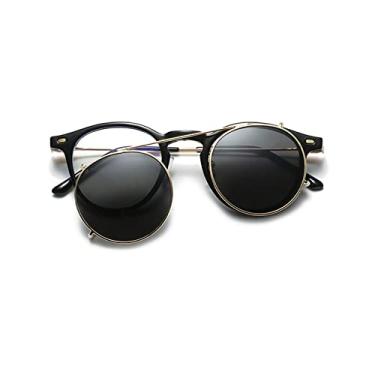 Imagem de Óculos de sol polarizados para homens, designer de viagem, pesca, óculos de sol vintage, óculos de sol femininos redondos, óculos de motorista de carro de metal, c1 cinza preto brilhante, tamanho único