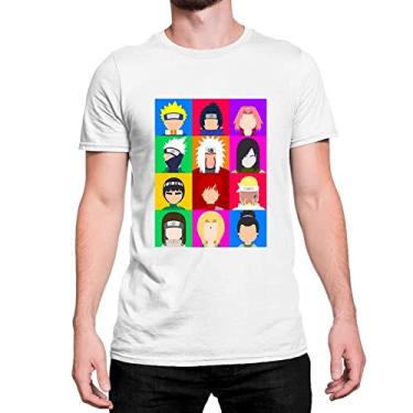 Imagem de Camiseta Algodão Anime Naruto Personagens T-Shirt Cor:Branco;Tamanho:GG