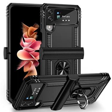 Imagem de Bolsa dobrável com anel de dedo anti-choque para Samsung Galaxy Z Flip4 Flip 3 Flip3 Flip 4 Zflip4 Acessórios de telefone Capa de suporte, preto, para Samsung Z Flip 4