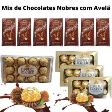 Imagem de Chocolates Lindt E Ferrero Rocher Sabor Avelã - Ferrero Rocher E Lindt