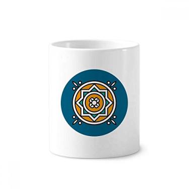 Imagem de Abstrato estilo marroquino padrão geométrico escova de dentes, suporte para caneta, copo de lápis de cerâmica