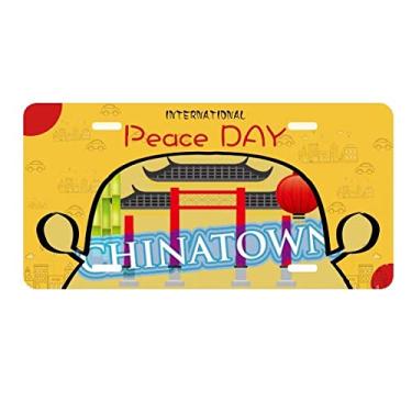 Imagem de DIYthinker Placa de licença de bambu Gateway China Town Decoração de carro Dia da Paz