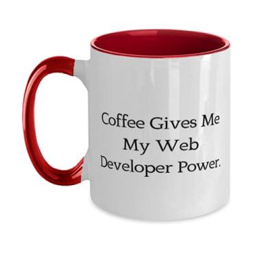 Imagem de Desenvolvedor de web inspirador, Coffee Give Me My Web Developer Power, Caneca de aniversário inspiradora em dois tons de 325 ml para colegas