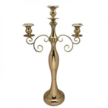 Imagem de Candelabro 3 Velas Niquelado com Cristal cor Gold - 53x23x93cm - 27024