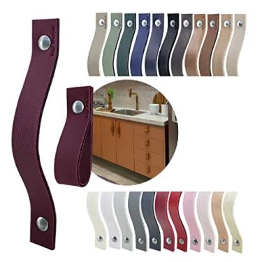 Imagem de Puxador Alça Full Parafuso para Móveis Armário Guarda Roupa Gaveta Porta Baús Caixas Bandeja Cesto Tábua Cor Textura de Couro (Berinjela)