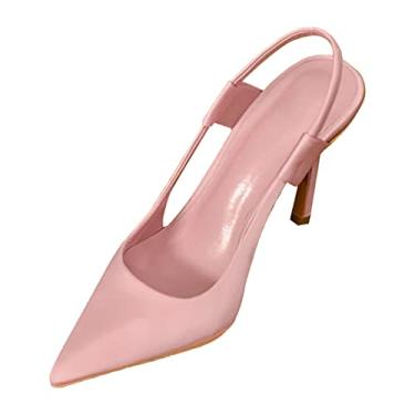 Imagem de CsgrFagr 2023 primavera e outono nova seda bico fino sapatos únicos salto fino sandálias femininas de couro, rosa, 7