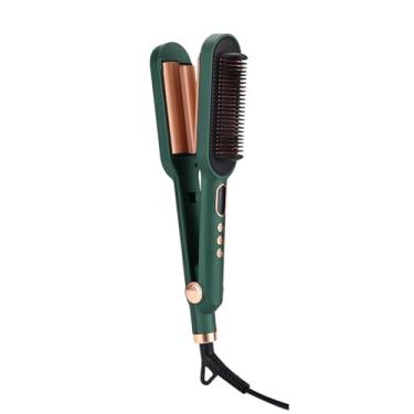 Imagem de CIADAZ Modelador de cabelo de dupla finalidade Alisador de cabelo Onda de três cilindros Ferro de ondulação Pente de alisamento de cabelo Ferramenta de modelagem de cabelo com configurações de calor