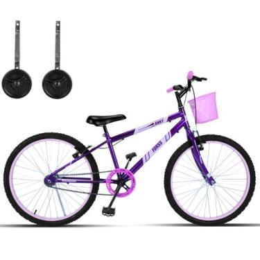 Imagem de Bicicleta Infantil Aro 24 Com Cestinha E Rodinhas Sem Marcha - Forss