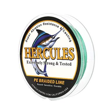 Imagem de Hercules linha de pesca trançada super fundida 8 fios de 10 lb a 300 lb teste para água salgada, 109/328/547/1094 jardas (100 m/300 m/500 m/1000 m), diamante.#0,12 mm-1,2 mm, desempenho de alto nível, cores variadas, Verde, 20LB-0.20MM-547YDS(500M)-8 STRANDS