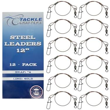 Imagem de Tackle Crafters Equipamento de pesca e acessórios de aço inoxidável de 30,48 cm para líderes de fio de aço inoxidável pacote com 12 feito nos EUA