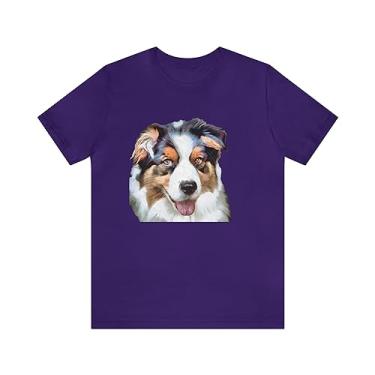 Imagem de Camiseta de manga curta unissex Australian Shepherd "Blue Merle", Team Purple, XXG
