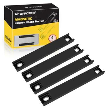 Imagem de Pacote com 4 Ímãs de placa de veículo, suporte magnético revestido de borracha premium, etiqueta de demonstração de concessionária preta, suporte de temperatura para placa magnética de revendedor de