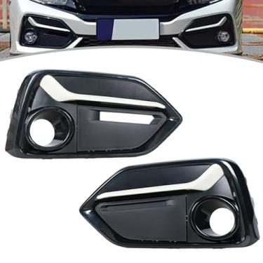 Imagem de JESYMBX Para Honda Civic Hatchback 2020-2021 para-choque dianteiro do carro farol de neblina tampa moldura moldura moldura esquerda e direita