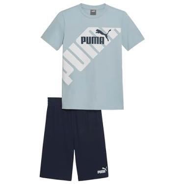 Imagem de PUMA Conjunto de 2 peças de camiseta de algodão SS e malha de poliéster, turquesa aqua, pequeno, Turquesa, azul-piscina, P