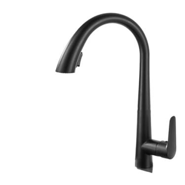Imagem de Arma cinza pull-out torneira da cozinha de água quente e fria lavatório torneira da pia giratória retrátil preto e branco 60cm puxar, preto