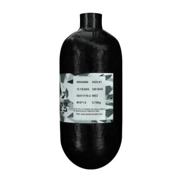 Imagem de TUXING Tanque de fibra de carbono Hpa - 68Ci/4500Psi Lite, cilindro de gás, paintball caça para Pcp Air Rifle Gun Daystate e Fx Thread M18 * 1,5 pequena fibra de carbono preta