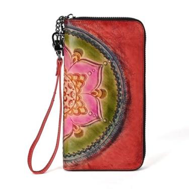 Imagem de Carteira feminina de couro legítimo, carteira feminina dobrável de grande capacidade, b