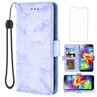 Imagem de Asuwish Capa compatível com Samsung Galaxy S5 e protetor de tela de vidro temperado, suporte para cartão celular, carteira de mármore, capas de telefone para Glaxay S 5 Neo Gaxaly 5S Galaxies GS5 X5